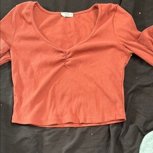 Brandy Melville Orange Ribbed Crop Blouse